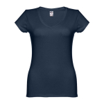 Camiseta con logo entallada cuello V mujer algodón 150 g/m2 THC Athens color azul oscuro primera vista