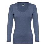 Camisetas de publicidad para mujer en algodón 150 g/m2 THC Bucharest color azul jaspeado