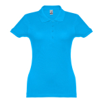 Polo para mujer de algodón en diversos colores 195 g/m2 THC Eve color azul cian