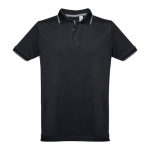 Polo con logotipo de corte slim fit de algodón 210 g/m2 THC Rome color negro