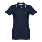 Polos personalizados para mujer bicolor de algodón 210 g/m2 THC Rome color azul marino
