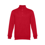 Sudaderas con cierre 1/4 en algodón y poliéster 320 g/m2 THC Budapest color rojo primera vista