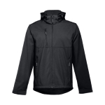 Chaquetas softshell de poliéster con capucha 280 g/m2 THC Zagreb color negro primera vista