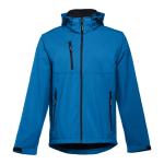 Chaquetas softshell de poliéster con capucha 280 g/m2 THC Zagreb color azul cian