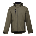 Chaquetas softshell de poliéster con capucha 280 g/m2 THC Zagreb color verde militar