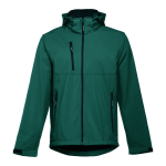 Chaquetas softshell de poliéster con capucha 280 g/m2 THC Zagreb color verde oscuro