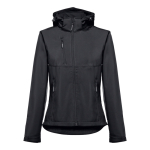 Chaquetas softshell mujer con capucha poliéster 280 g/m2 THC Zagreb color negro