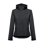 Chaquetas softshell mujer con capucha poliéster 280 g/m2 THC Zagreb color negro primera vista