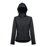 Chaquetas softshell mujer con capucha poliéster 280 g/m2 THC Zagreb color negro cuarta vista