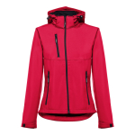 Chaquetas softshell mujer con capucha poliéster 280 g/m2 THC Zagreb color rojo