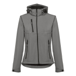 Chaquetas softshell mujer con capucha poliéster 280 g/m2 THC Zagreb color gris