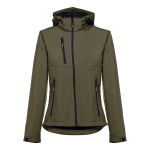 Chaquetas softshell mujer con capucha poliéster 280 g/m2 THC Zagreb color verde militar