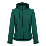Chaquetas softshell mujer con capucha poliéster 280 g/m2 THC Zagreb color verde oscuro