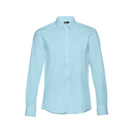 Camisas publicitarias de corte ajustado para hombre 115 g/m2 THC Paris color azul claro primera vista