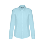 Camisa ceñida para mujer algodón y poliéster 130 g/m2 THC Tokyo color azul claro primera vista