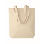 Bolsa de la compra de canvas con asas largas y fuelle 270 g/m2 color beige segunda vista