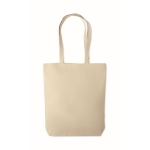 Bolsa de la compra de canvas con asas largas y fuelle 270 g/m2 color beige tercera vista