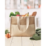 Bolsas de yute personalizadas con cierre de velcro RealFood color beige vista bodegón