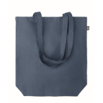 Bolsa para compras personalizada de cáñamo con fuelle 200 g/m2 Planet color azul segunda vista