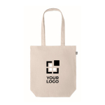 Bolsa para compras personalizada de cáñamo con fuelle 200 g/m2 color beige vista de impresión