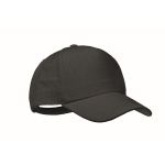Gorra de béisbol de cáñamo personalizable de 5 paneles Eco Soft color negro
