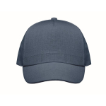 Gorra de béisbol de cáñamo personalizable de 5 paneles color azul segunda vista