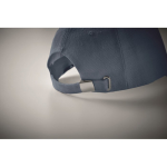 Gorra de béisbol de cáñamo personalizable de 5 paneles color azul vista fotografía cuarta vista