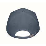 Gorra de béisbol de cáñamo personalizable de 5 paneles color azul quinta vista