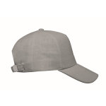 Gorra de béisbol de cáñamo personalizable de 5 paneles color gris tercera vista