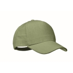 Gorra de béisbol de cáñamo personalizable de 5 paneles Eco Soft color verde