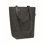 Bolsa para la compra con asas largas y refuerzo hecha de fieltro RPET color gris oscuro