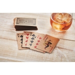 Baraja de cartas de papel reciclado personalizada para publicidad Recycled color beige vista bodegón