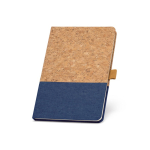 Libreta con tapa de corcho y logo A5 hojas a rayas Greener Colors color azul