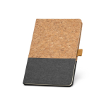 Libreta con tapa de corcho y logo A5 hojas a rayas color gris oscuro