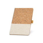 Libreta con tapa de corcho y logo A5 hojas a rayas color natural