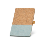 Libreta con tapa de corcho y logo A5 hojas a rayas color azul claro