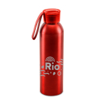 Botella de aluminio antifugas con asa de silicona 660ml color rojo