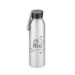 Botella de aluminio antifugas con asa de silicona 660ml color plateado mate imagen con logo