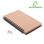 Libreta sostenible personalizada con semillas A5 hojas a rayas Grow color beige