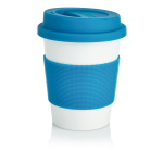 Taza takeaway biodegradable apta para lavavajillas de 350ml Latte color azul
