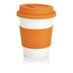 Taza takeaway biodegradable apta para lavavajillas de 350ml Latte color naranja