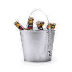 Cubo metálico con asa para bebidas con abridor colgado capacidad 4L color plateado primera vista