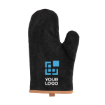 Manopla para horno acolchada personalizada con franja marrón color negro vista de impresión