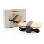 Fiambreras de vidrio borosilicato con cubiertos 600ml Crystal Clear color transparente vista con caja