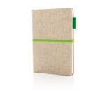 Cuadernos ecológicos personalizados A5 hojas a rayas Yute Bambu color verde lima