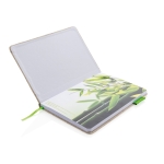 Cuadernos ecológicos personalizados A5 hojas a rayas Yute Bambu color verde lima tercera vista
