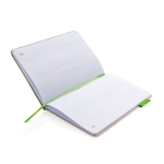 Cuadernos ecológicos personalizados A5 hojas a rayas Yute Bambu color verde lima cuarta vista