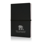 Libretas con tapa blanda de colores A5 hojas a rayas Flexi Colors color negro vista con logo