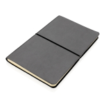 Moderna libreta con cubiertas flexibles de PU A5 hojas a rayas Corp color negro tercera vista