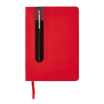 Cuaderno de PU con bolígrafo táctil A5 hojas a rayas Storing color rojo tercera vista